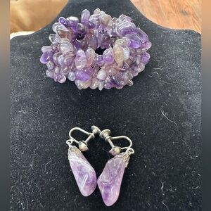 Amethyst Chip Bracelet and Earrings Set
